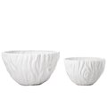 Urban Trends Collection Ceramic Round Pot Molded in Tree Texture Body Matte White Set of 2 11062